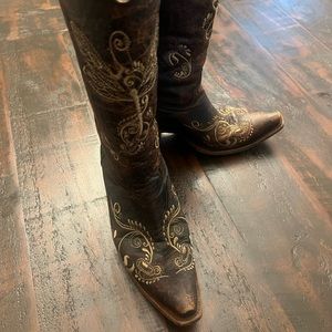 Circle G by Corral Dragonfly Embroidery Cowboy Western Boots Womens 8.0 M